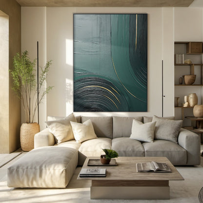 Quiet Current-Green Abstract Spatial Field-AURA101