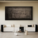 Textural Grid Painting-Deep Charcoal Canvas-AURA019