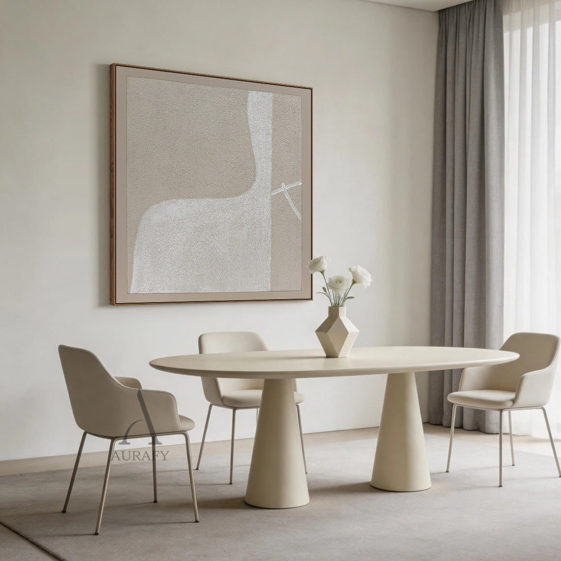 Beige Abstract Plaster Textured Wabi-Sabi Japandi Tactile Canvas Painting Minimalist Luxe Neutral Home Decor AURA738