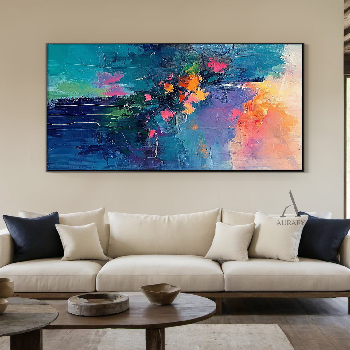 Abstract Floral Art Impasto Thick Brushstrokes Tactile Surface Colorful Vibrant Expressionist Painting AURA420
