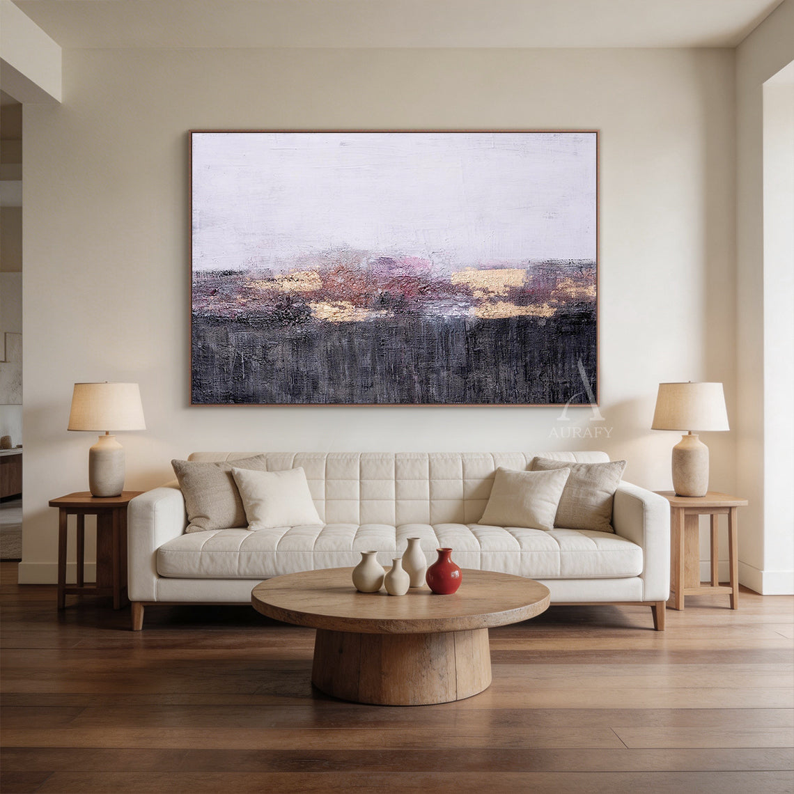 Abstract Black Gray Wall Art for Modern Home Decor AURA262