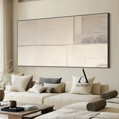 Minimalist Wall Art Beige Plaster Textured Japandi Style Tactile Surface Geometric Block Artwork AURA550