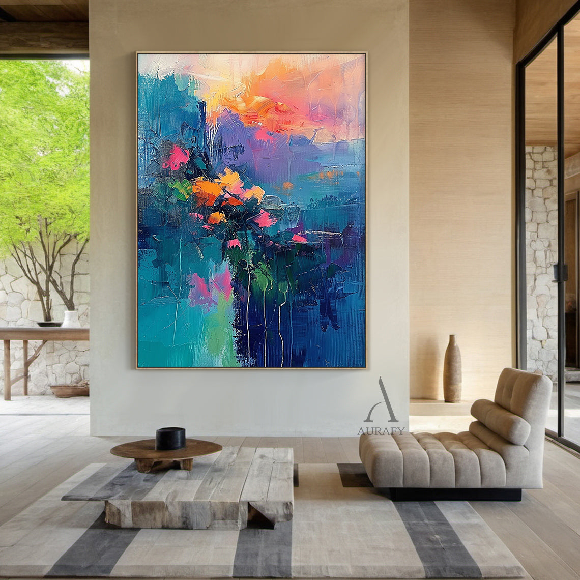 Abstract Floral Art Impasto Thick Brushstrokes Tactile Surface Colorful Vibrant Expressionist Painting AURA420