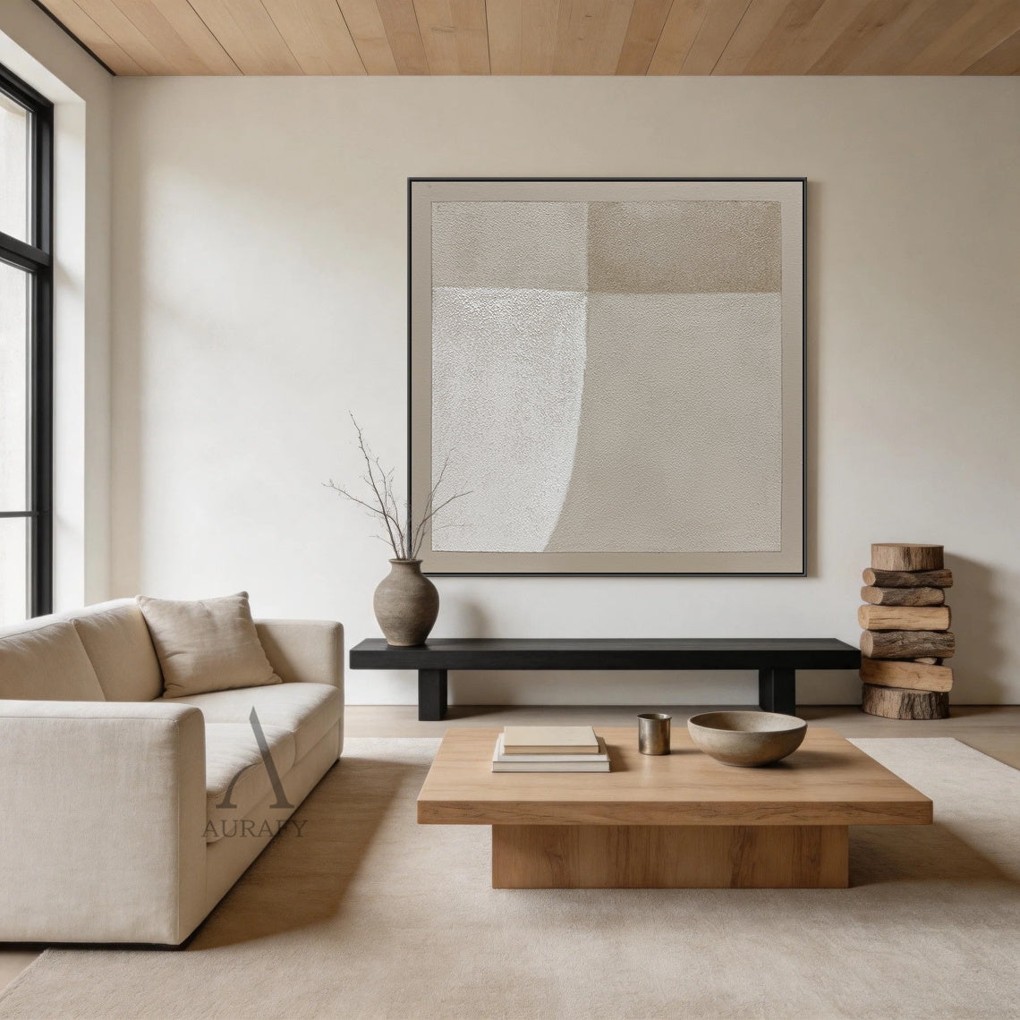 Wabi-Sabi Beige Plaster Textured Abstract Japandi Minimalist Luxe Tactile Canvas Neutral Wall Art Home Decor AURA737