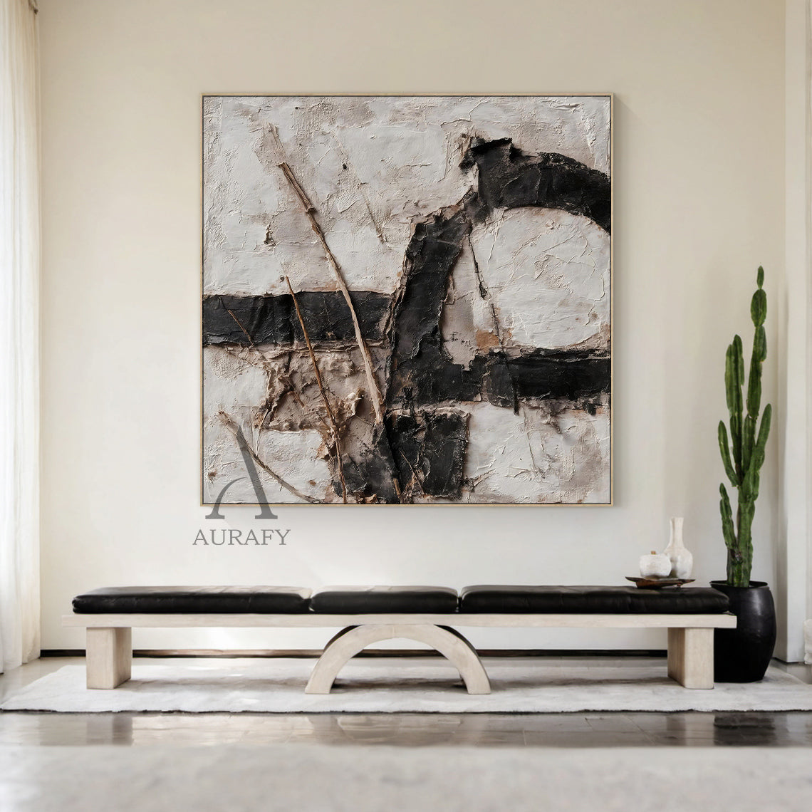 Black Abstract Wall Art Decor for Modern Home Office Spaces AURA234