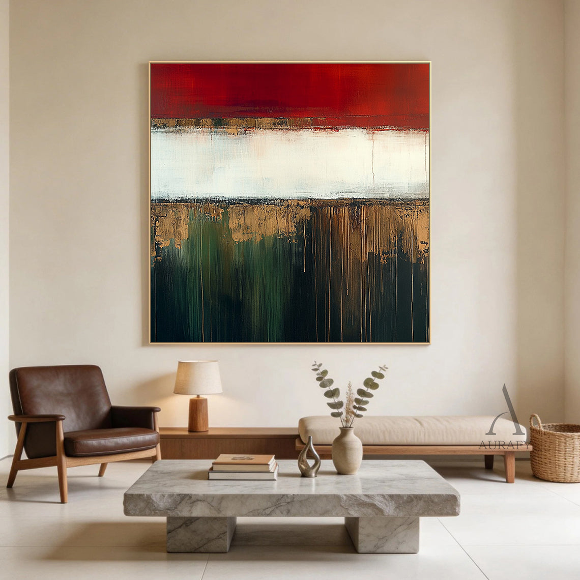 General Abstract Red Yellow Wall Art for Home Decor AURA383