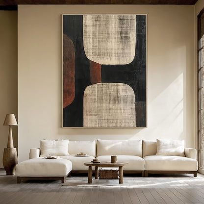 Geometric Earth Tone Abstract Wall Art – AURA056(Vertical)