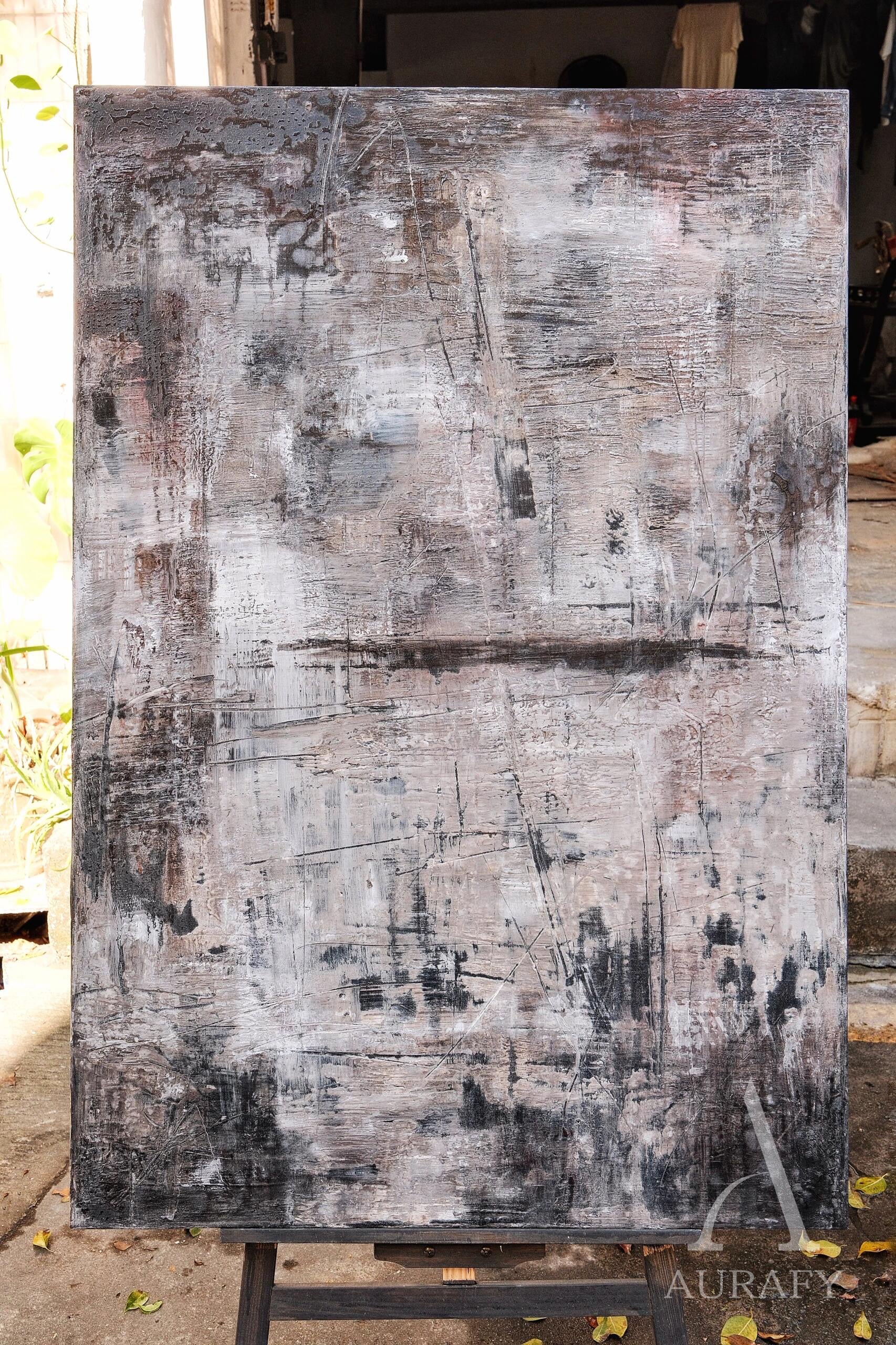 General Abstract Black Gray Wall Art for Living Room Decor AURA255