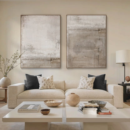 Urban Patina Canvas – Off-White & Warm Taupe Tones – AURA025