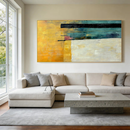 General Abstract Yellow Green Wall Art for Home Interior Decor AURA368