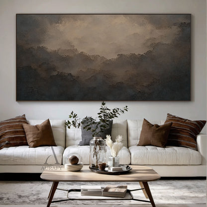 Veiled Ridges, Brown Abstract Mountain Wall Art AURA875