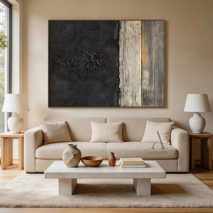 General Abstract Black Beige Wall Art for Home Decor AURA362