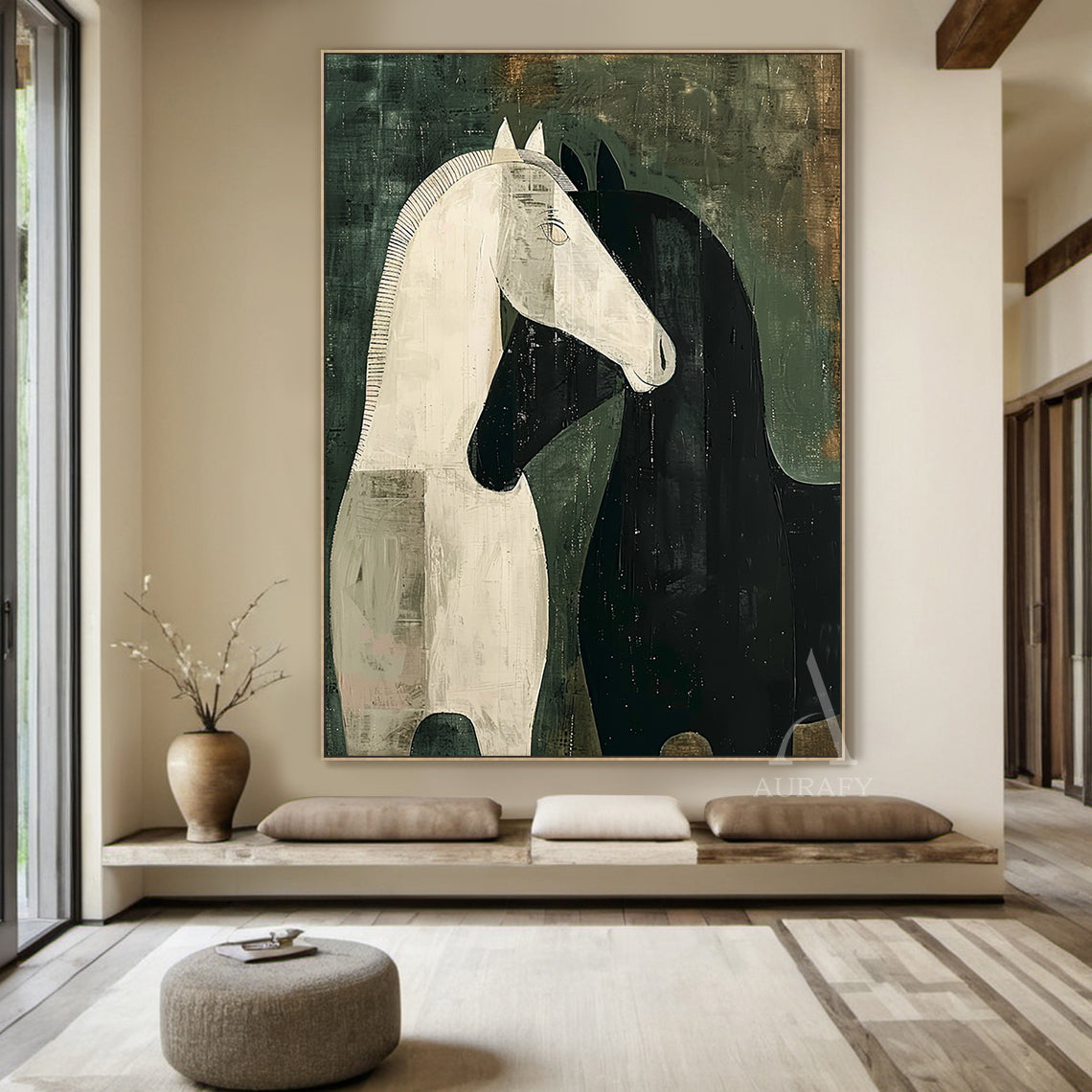 Cute Green Animal Wall Art for Modern Living Room Decor AURA335