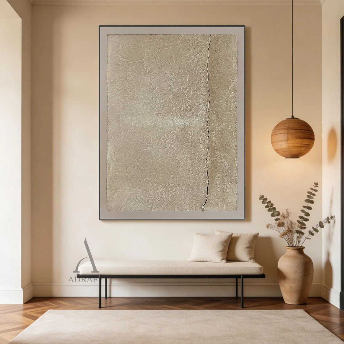 Wabi-Sabi Beige Plaster Textured Abstract Sculpted Canvas Japandi Minimalist Luxe Tactile Handmade Neutral Wall Art AURA734