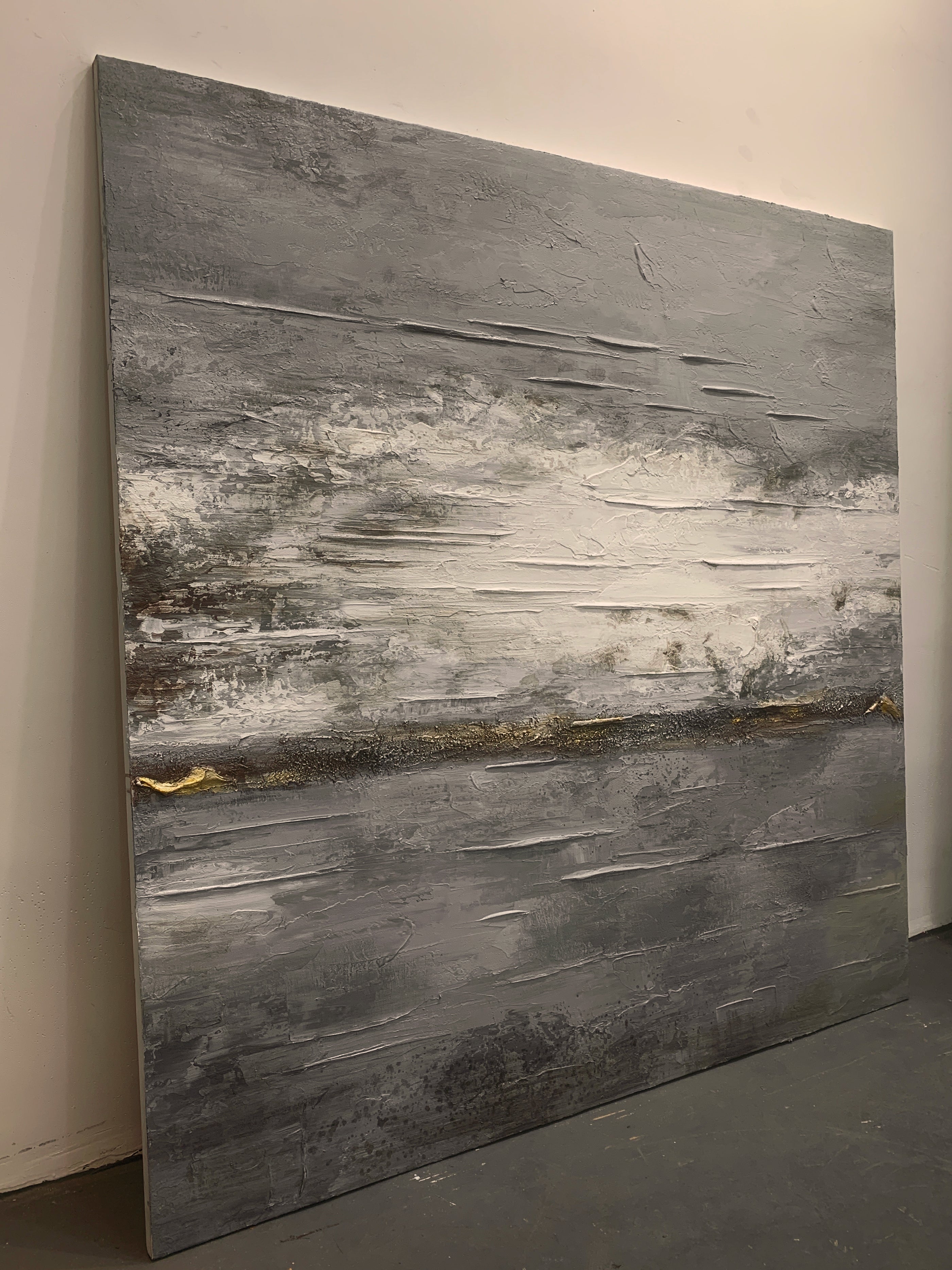 Textured Black Gray Abstract Wall Art for Living Room Decor -AURA186