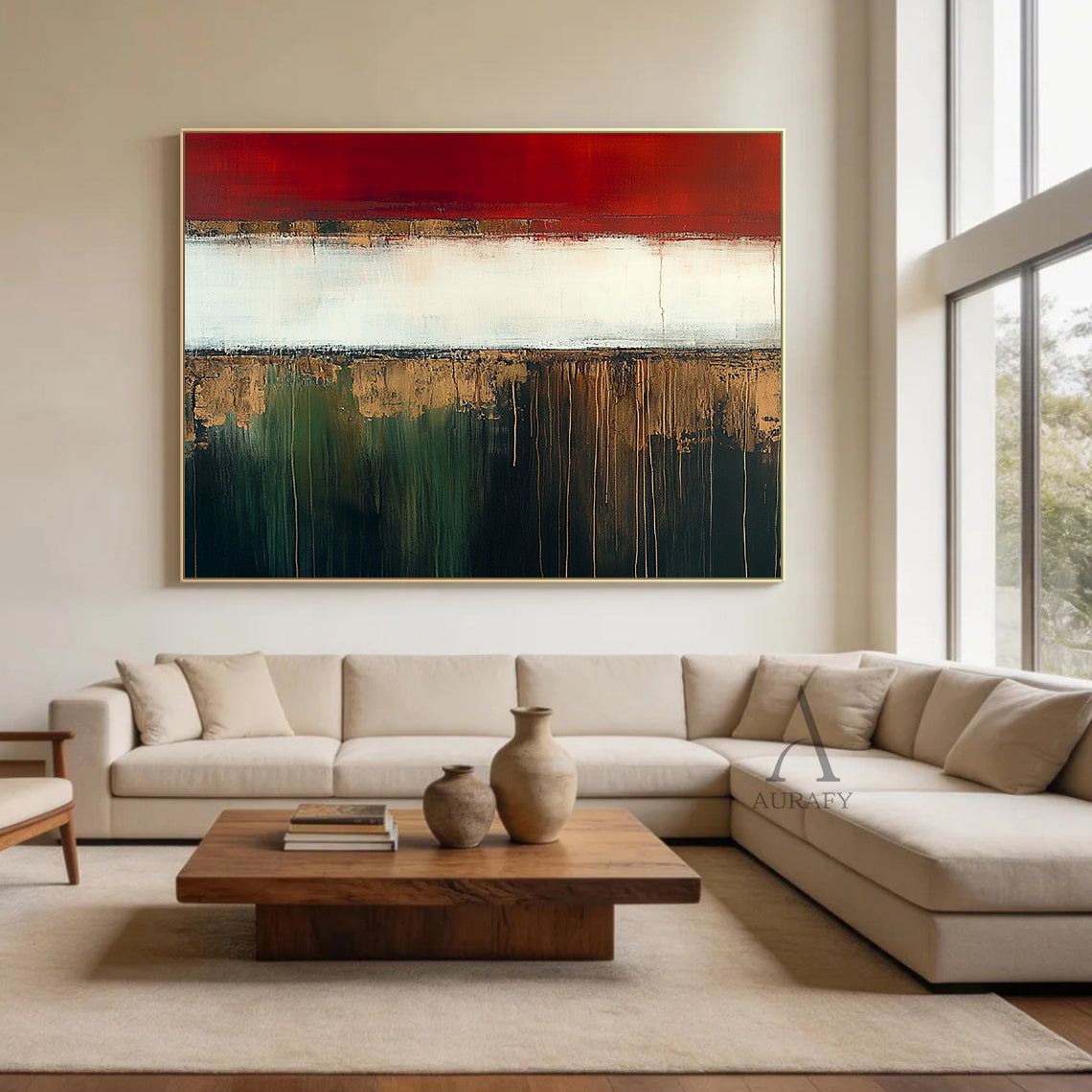 General Abstract Red Yellow Wall Art for Home Decor AURA383