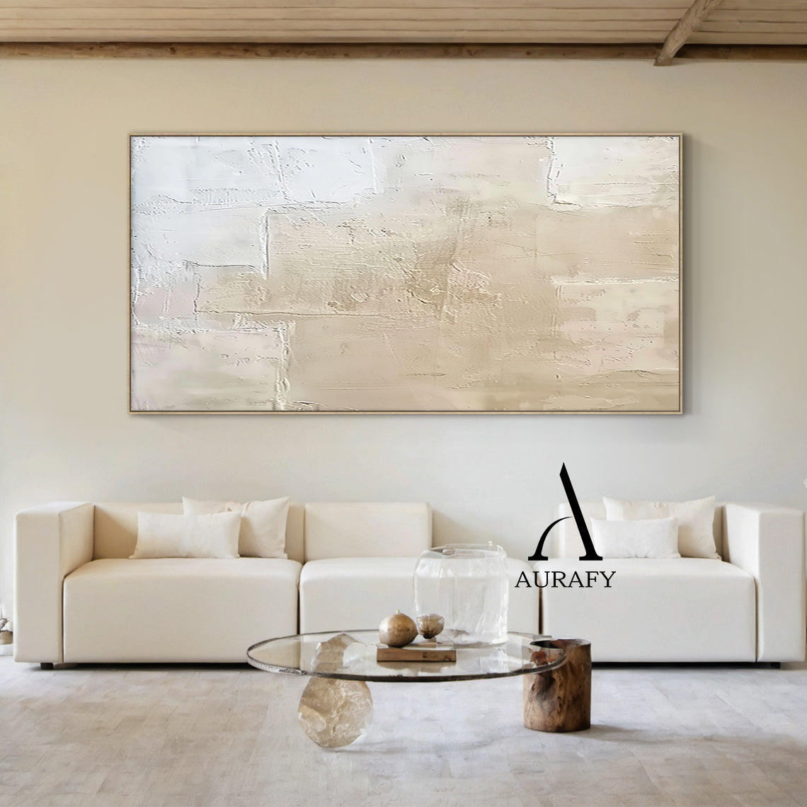 Wabi Sabi Beige Abstract Handcrafted High-Relief Plaster Tactile Wall Art Modern Organic AURA559