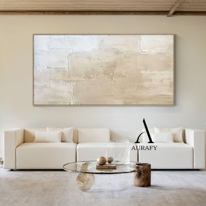 Wabi Sabi Beige Abstract Handcrafted High-Relief Plaster Tactile Wall Art Modern Organic AURA559