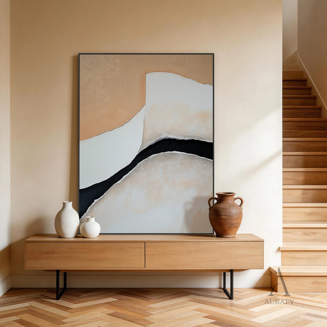 Minimalist Beige Brown Wall Art for Living Room Home Decor AURA381