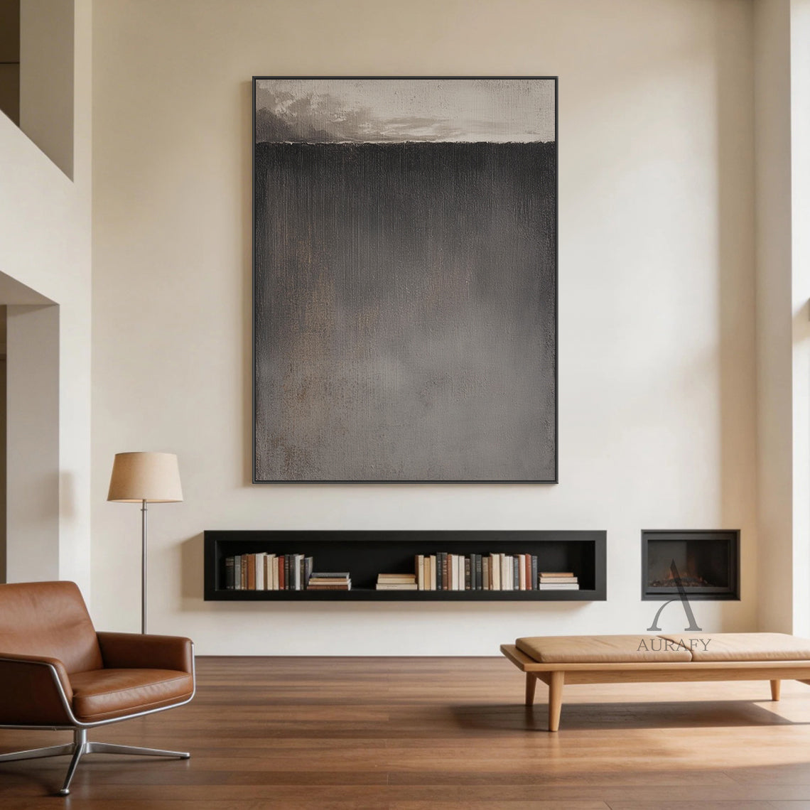 Minimalist Black Gray Wall Art for Modern Living Room Decor AURA385