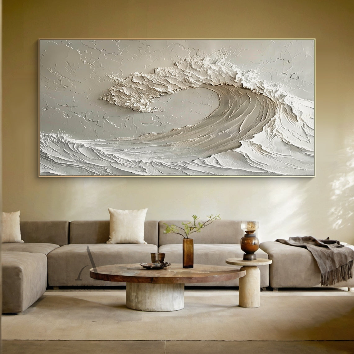 White Sculptural Wave Wall Art - AURA689