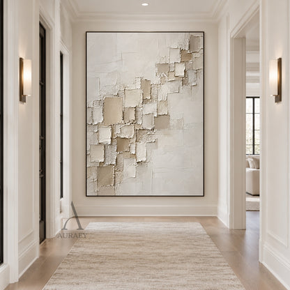 Floating Squares, Beige High-Relief Plaster Painting AURA864