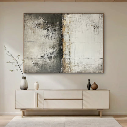 Wabi Sabi Abstract Wall Art Gray Black Layered Weathered Peeling Tactile Surface AURA588