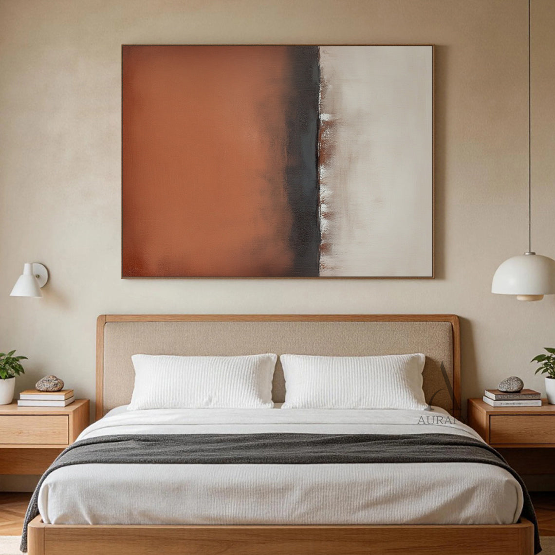 Beige General Abstract Wall Art for Modern Living Room Decor AURA371
