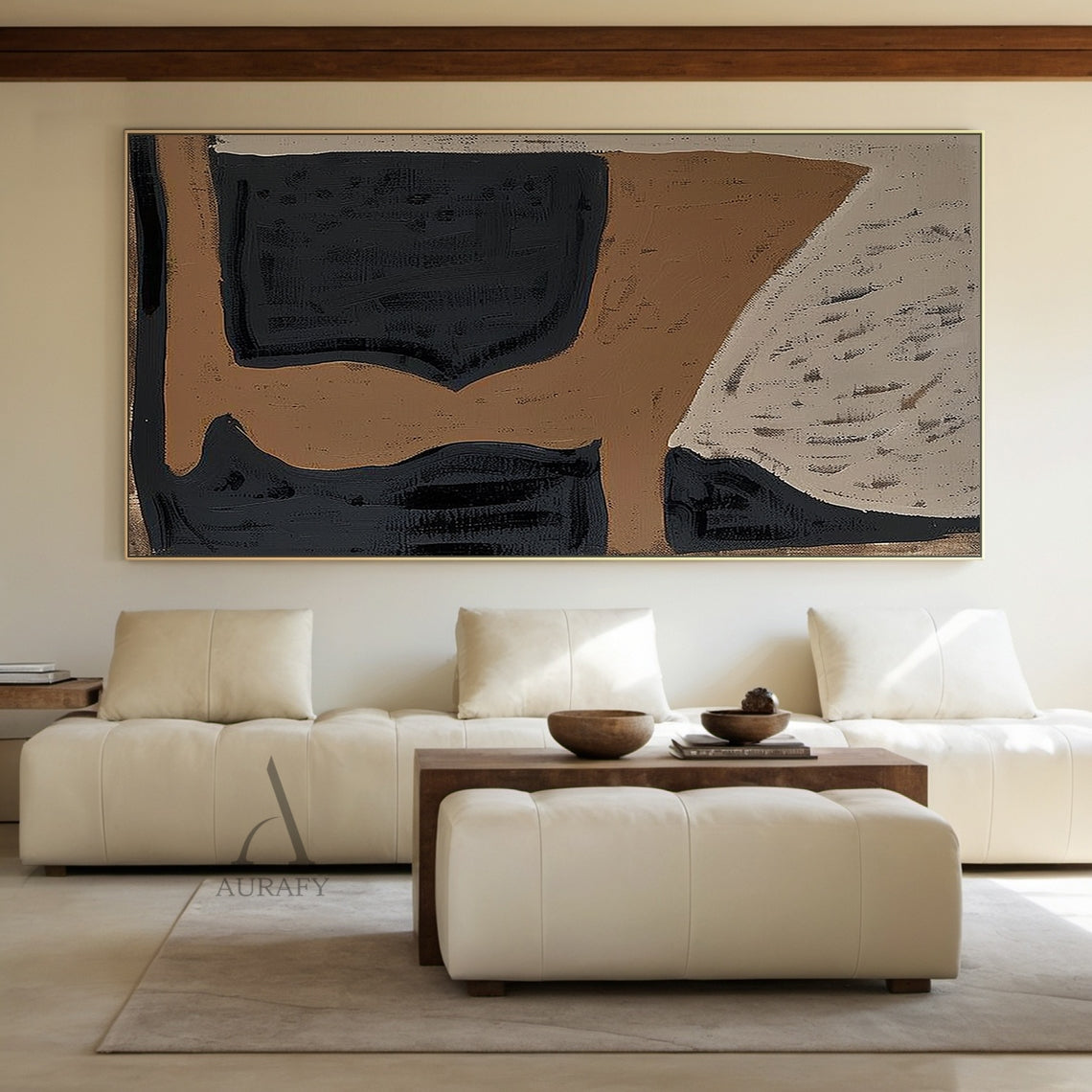 Abstract Knife Textured Brown Black Tactile Minimalist Luxe Neutral Wall Artwork AURA792