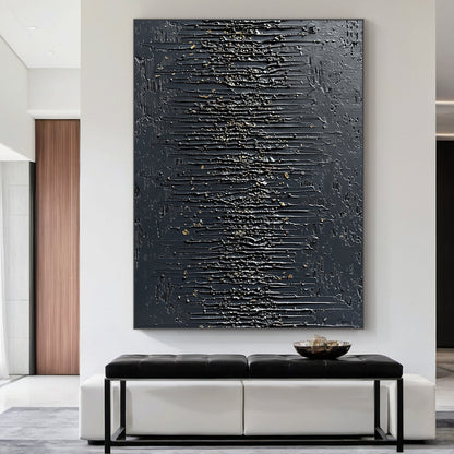 Modern 3D Textured Black Wall Painting for Living Room Bedroom AURA232