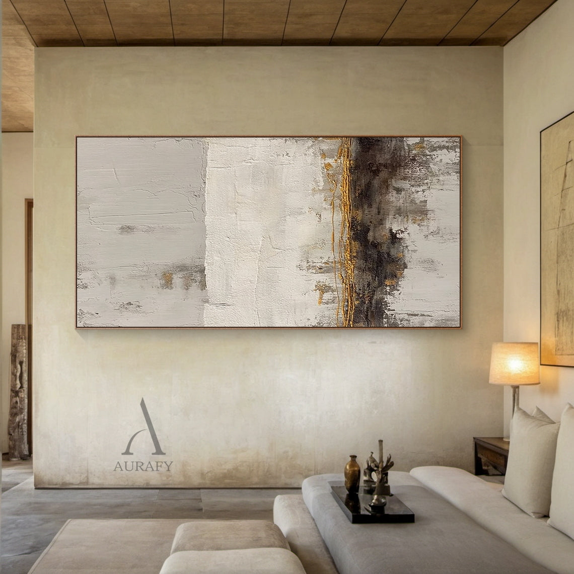 Gold Horizon Minimalist Abstract Wall Art - AURA690