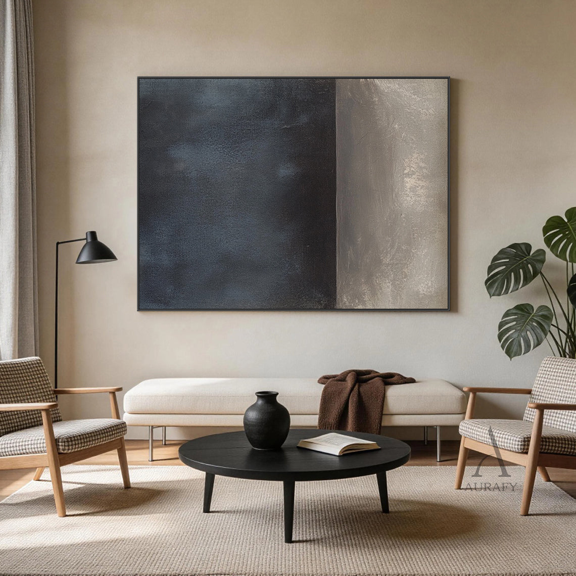 Minimalist Black and Beige Wall Art for Modern Home Decor AURA382