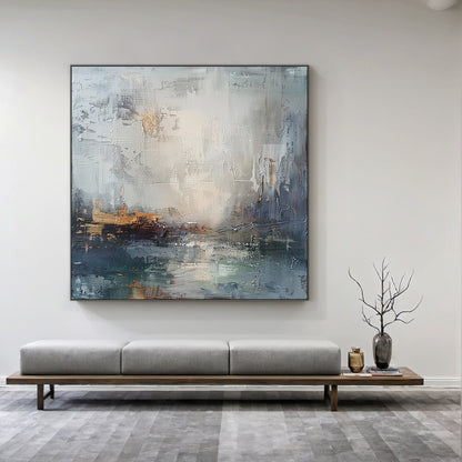 Blue Gray Abstract Wall Art Modern Living Room Decor Print AURA231