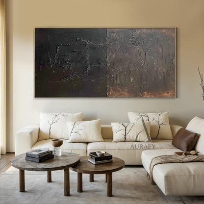 General Abstract Brown Art Thick Impasto Tactile Surface Scratched Industrial Retro Texture AURA477