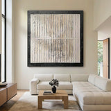 Minimalist Grid Textural Canvas-Cream & Black Accent-AURA006
