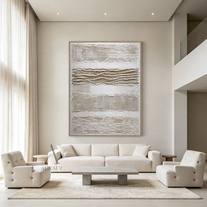 Woven Relief, Beige and Brown Mixed-Media Textured Wall Art AURA855