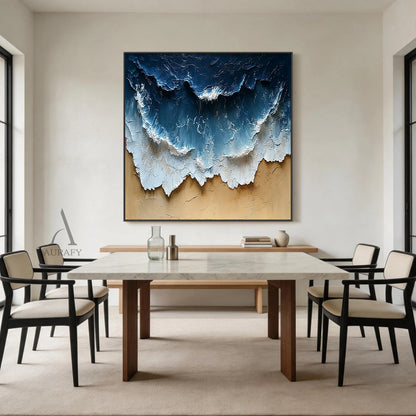 Modern Blue Yellow 3D Textured Painting Home Wall Art Decor AURA397