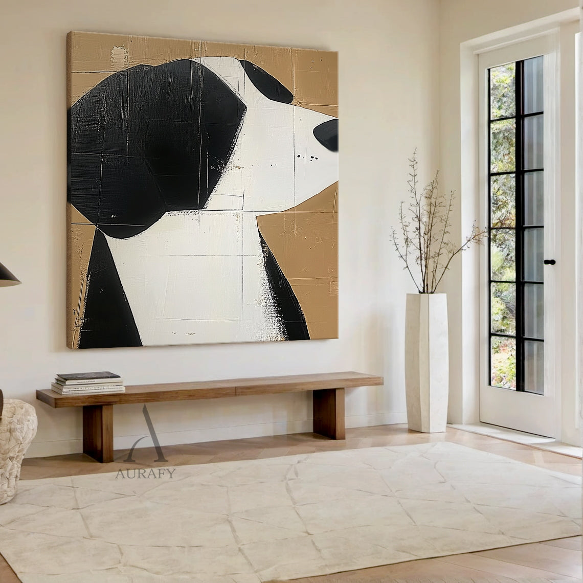 Minimalist Black and White Dog Wall Art - AURA667