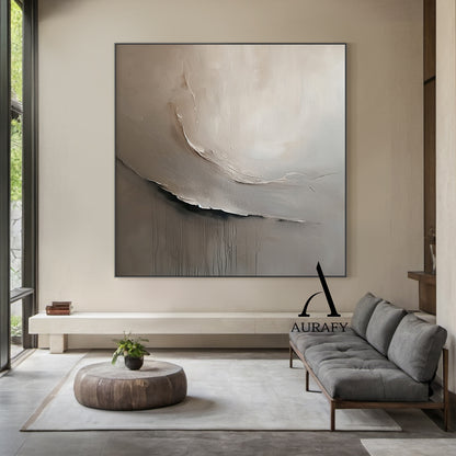 Minimalist Wall Art Gray Brown Tactile High-Relief Plaster Textured Modern Organic Canvas AURA545