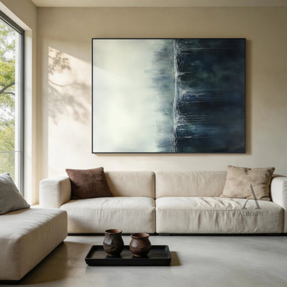 General Abstract Beige Blue Wall Art for Modern Home Decor AURA348