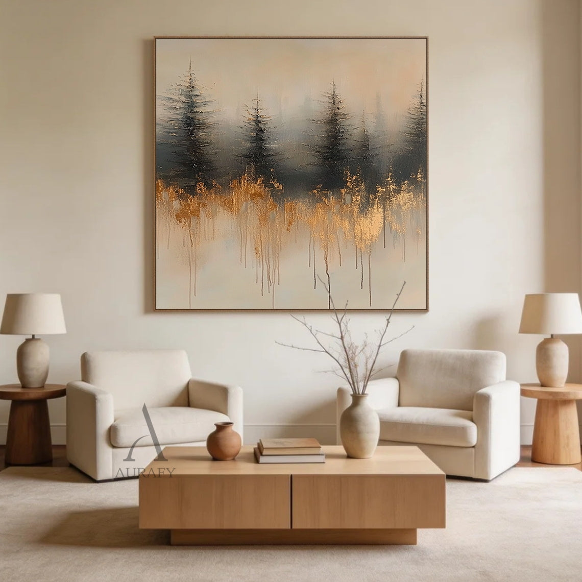 General Abstract Beige Wabi-Sabi Vintage Art with Cracked Distressed Plaster-like Tactile Texture AURA426
