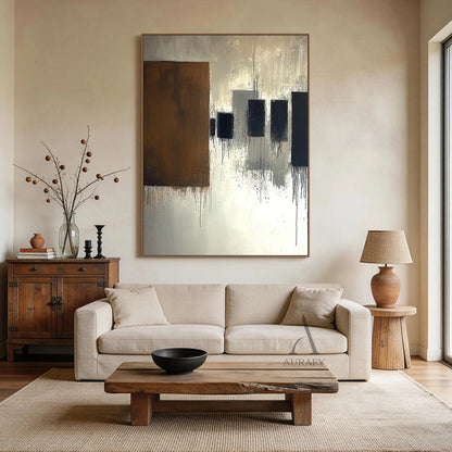 General Abstract Brown Beige Wall Art for Modern Home Decor AURA349