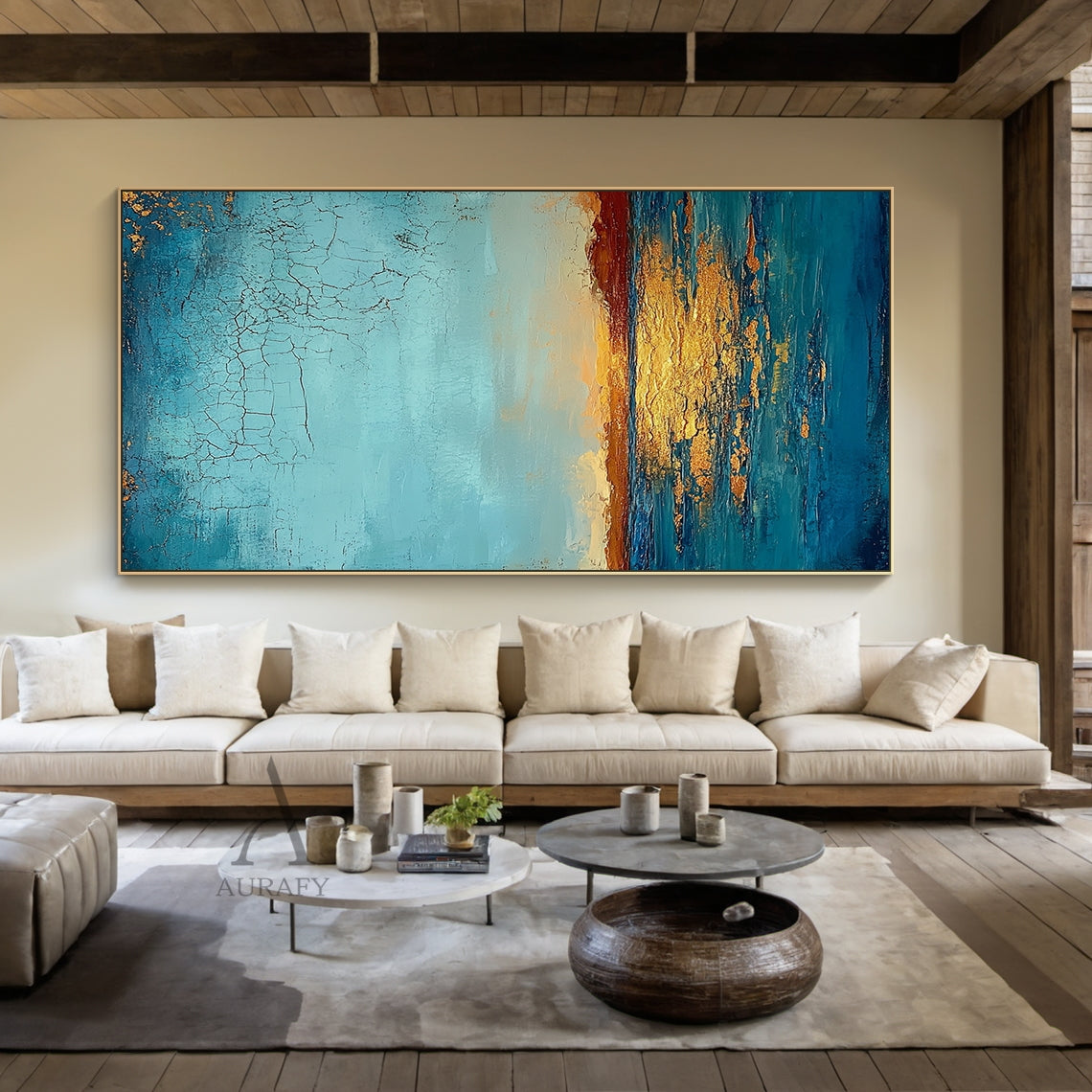 Turquoise Ocean Sunset Wall Art - AURA687