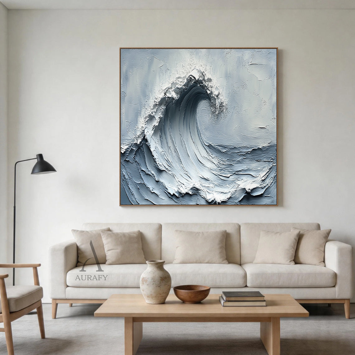 Gray Blue 3D Textured Painting Modern Home Living Room Decor AURA396