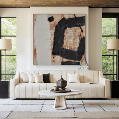 Stylish Yellow Black Abstract Wall Art For Modern Home Decor AURA239