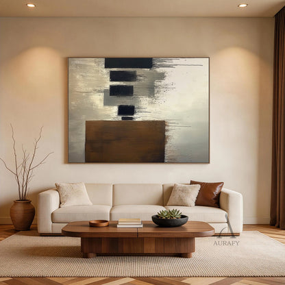 General Abstract Brown Beige Wall Art for Modern Home Decor AURA349