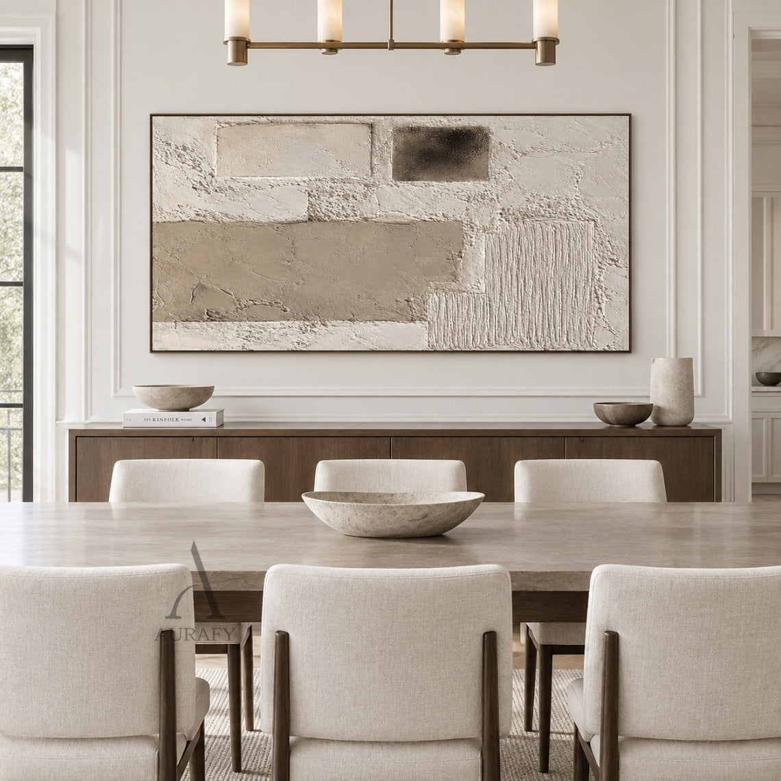 Surface Study, Beige Stucco and Ridged Plaster Abstract AURA865
