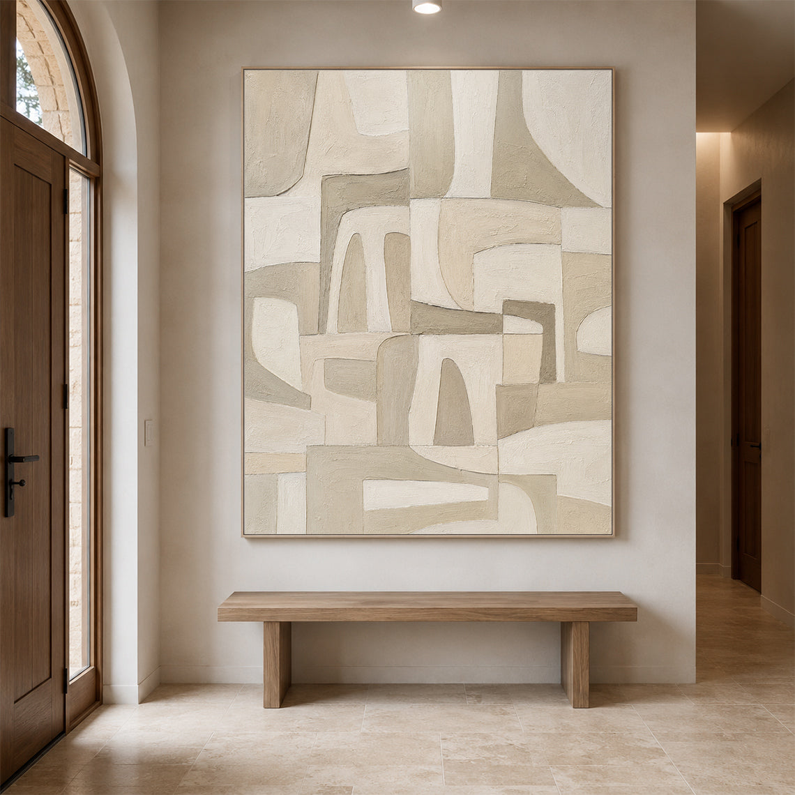 Beige Plaster Textured Japandi Minimalist Wall Art Tactile Sculpted Canvas Neutral Modern Organic Artwork AURA757