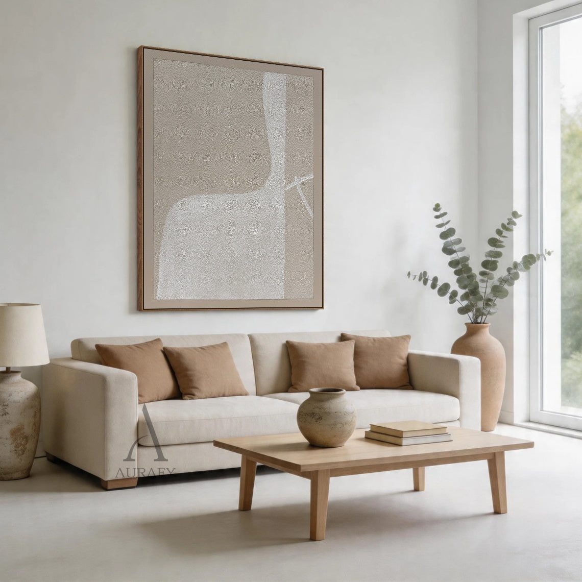 Beige Abstract Plaster Textured Wabi-Sabi Japandi Tactile Canvas Painting Minimalist Luxe Neutral Home Decor AURA738