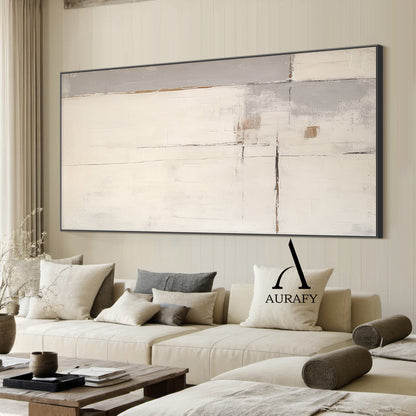 Minimalist Wall Art Beige Japandi Tactile Plaster Mottled Texture Brushstroke Abstract Art AURA548